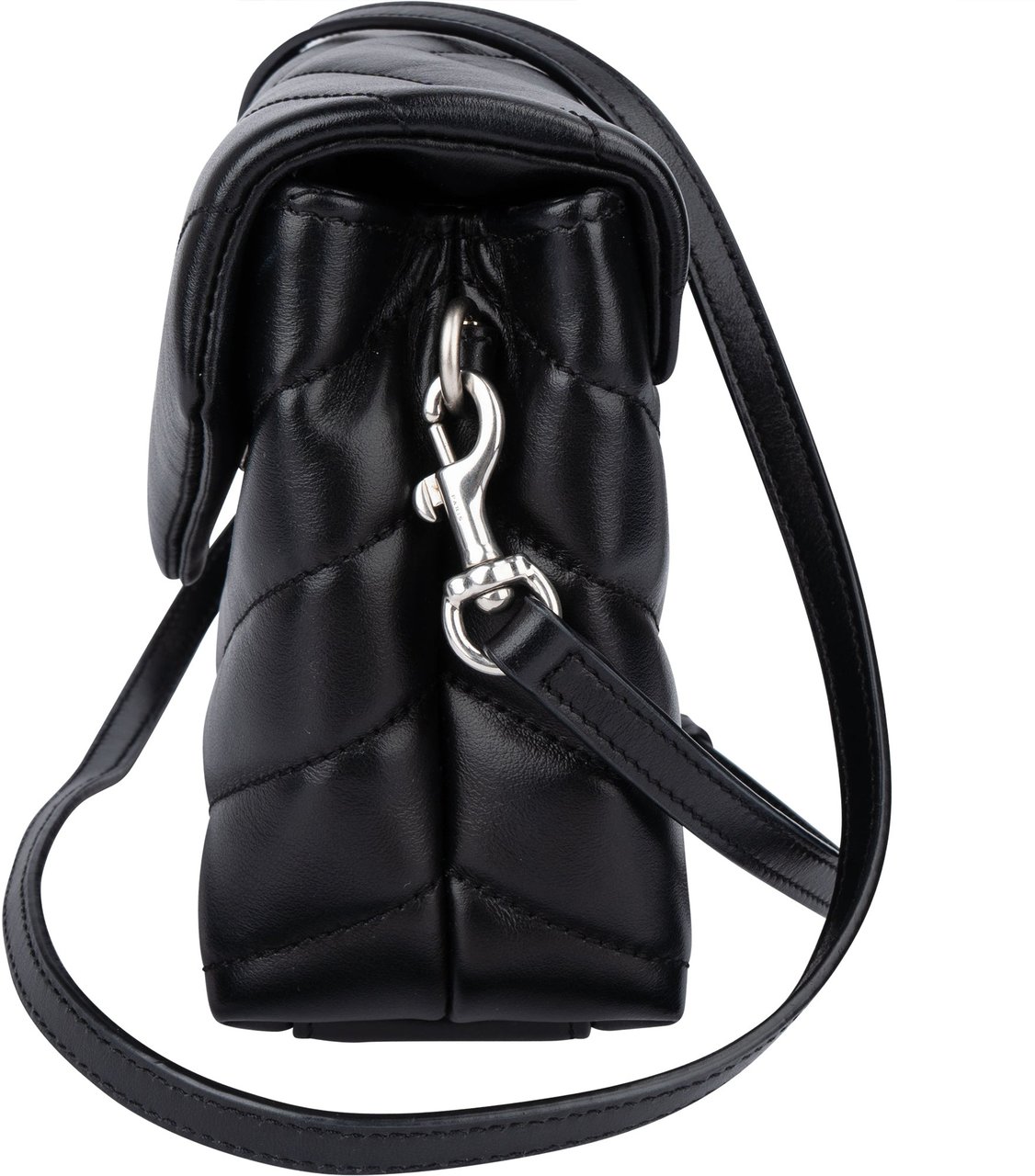 Saint Laurent Saint Laurent Black Leather Mini Lou Lou Crossbody Bag Zwart