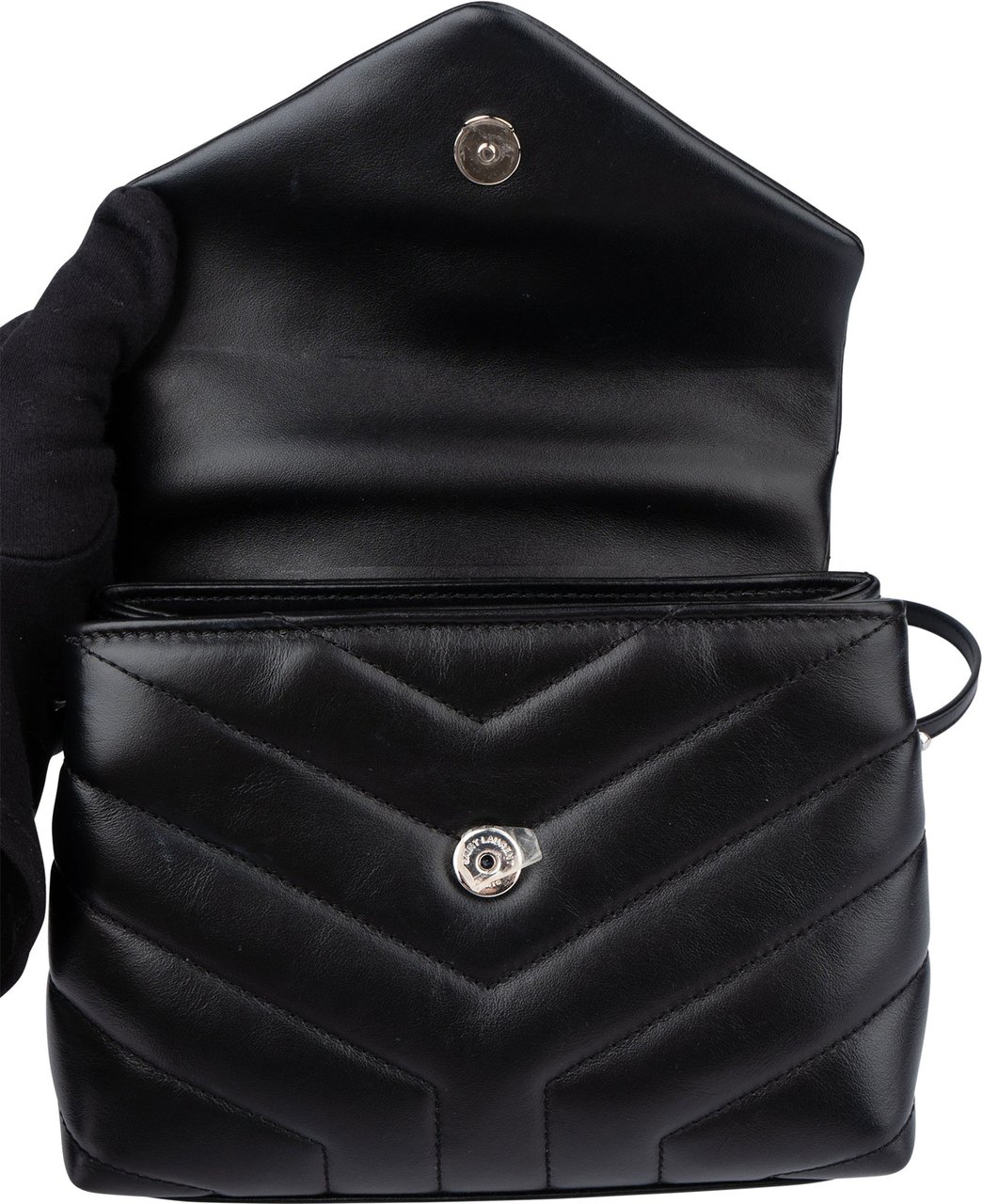 Saint Laurent Saint Laurent Black Leather Mini Lou Lou Crossbody Bag Zwart