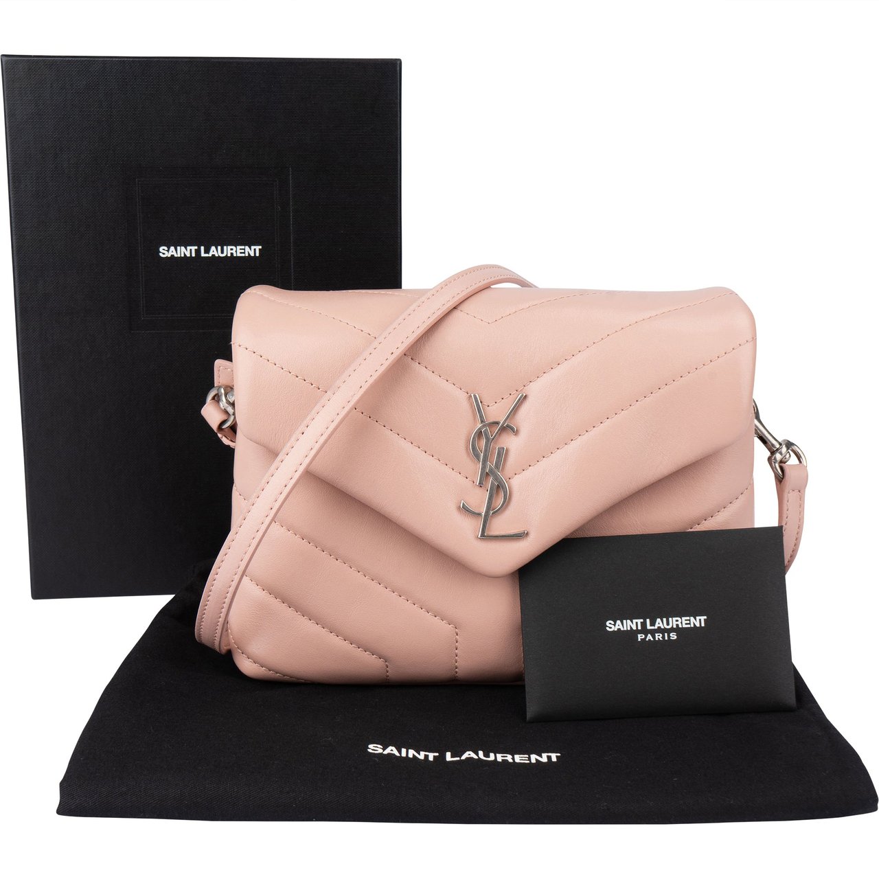 Saint Laurent Saint Laurent Rose Leather Lou Lou Crossbody Bag Roze