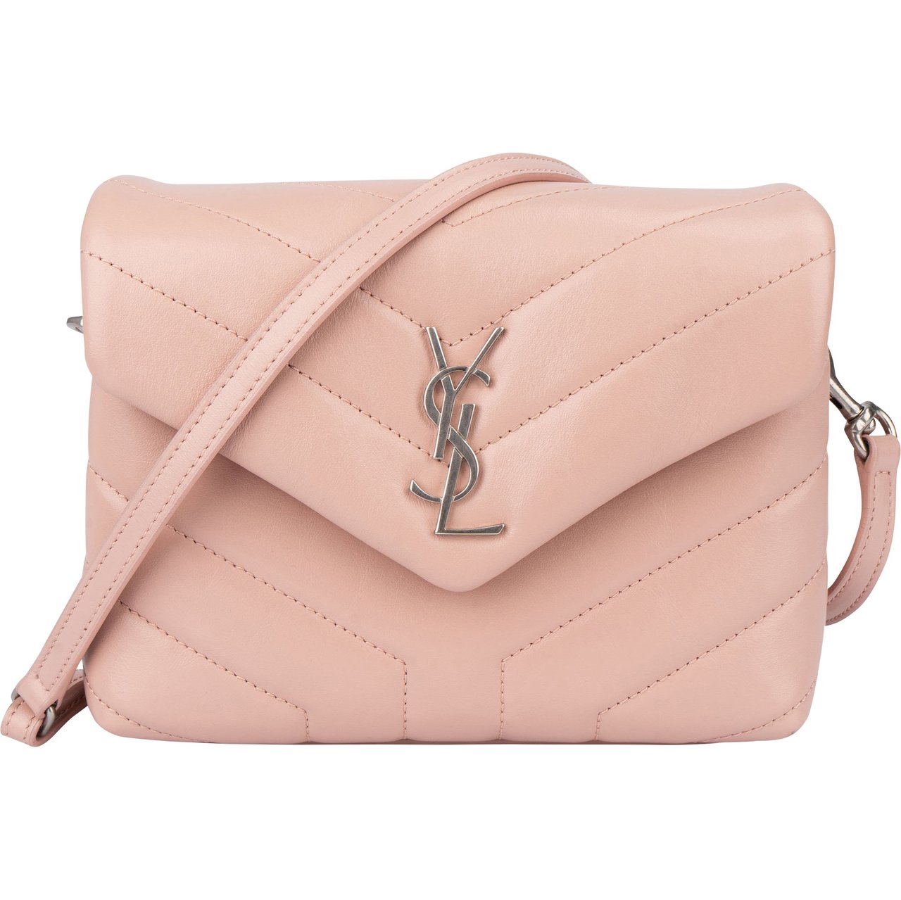 Saint Laurent Saint Laurent Rose Leather Lou Lou Crossbody Bag Roze