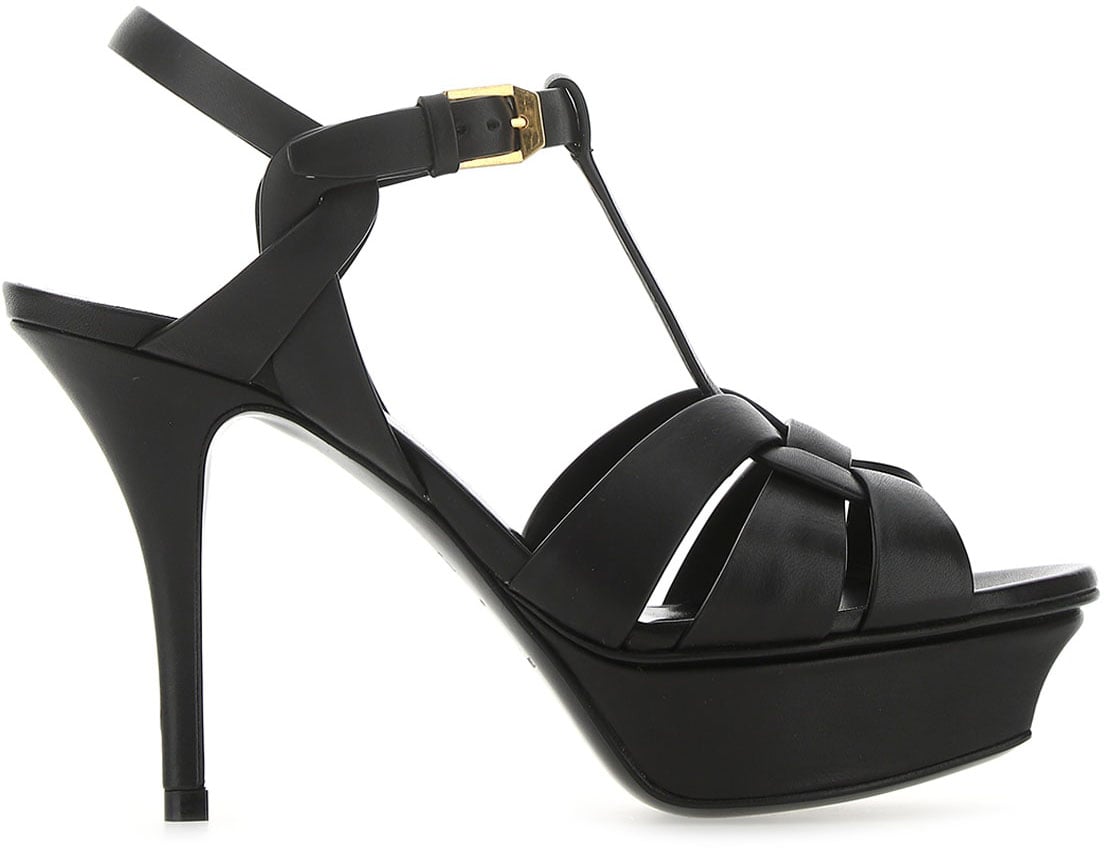 Saint Laurent Saint Laurent Black leather Tribute sandals Zwart