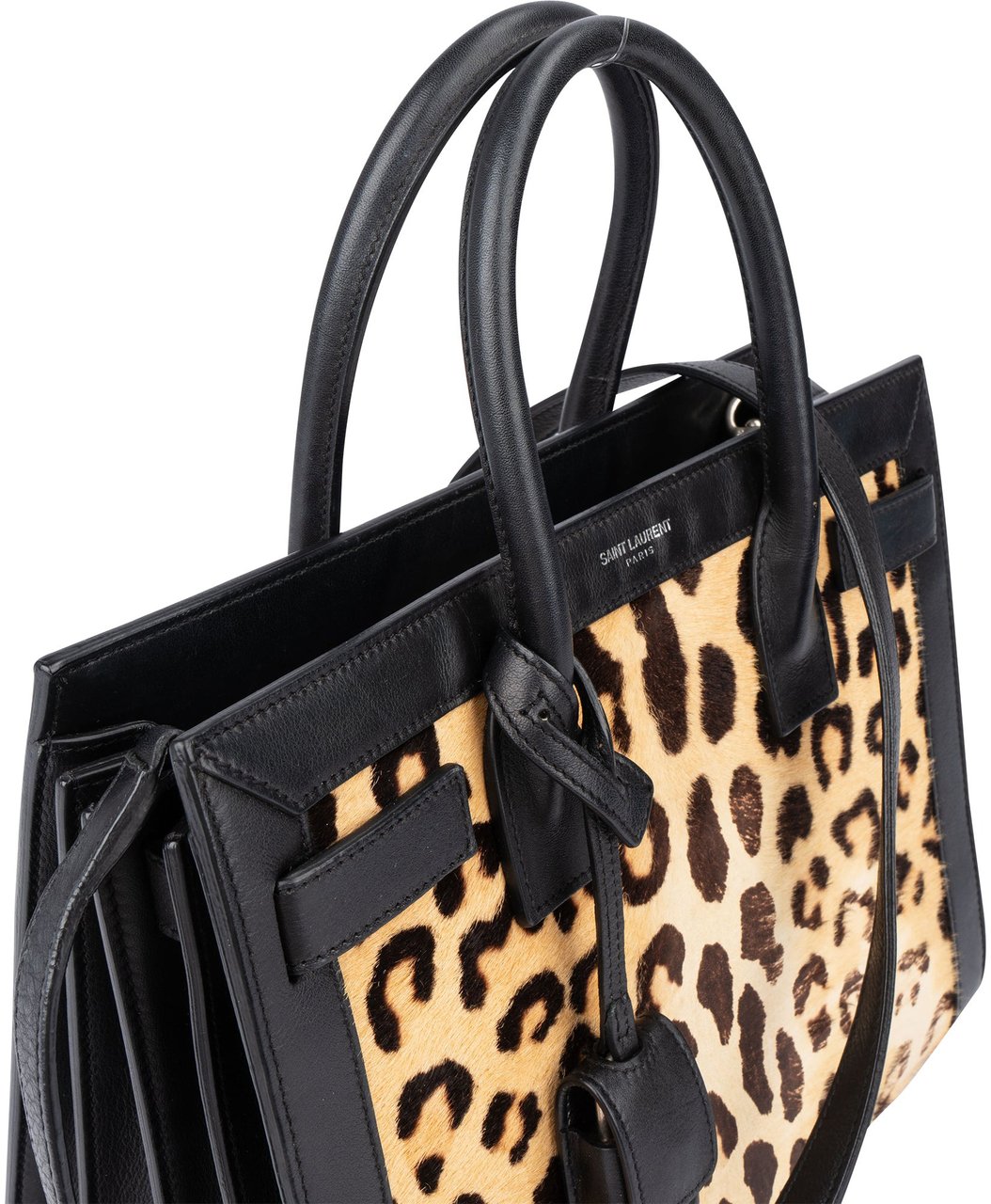 Saint Laurent Saint Laurent Leopard Print Baby Sac De Jour Handbag Zwart