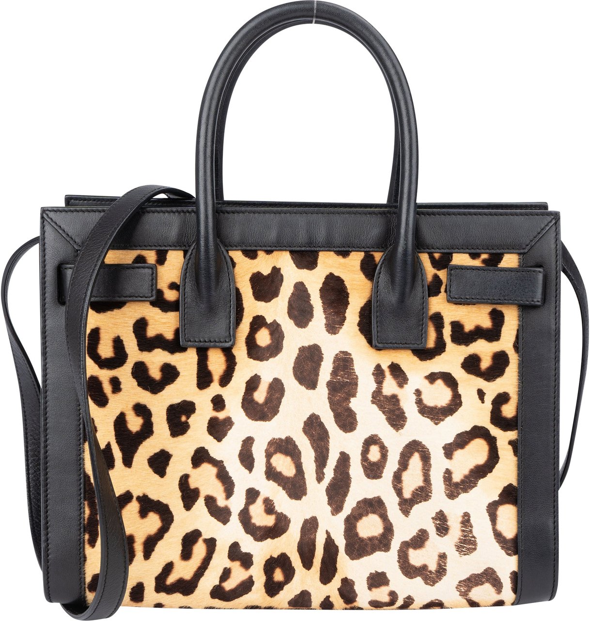 Saint Laurent Saint Laurent Leopard Print Baby Sac De Jour Handbag Zwart