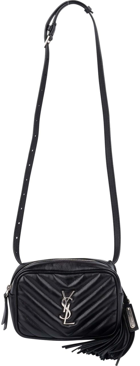 Saint Laurent Black Chevron Leather Lou Crossbody Bum Bag Zwart