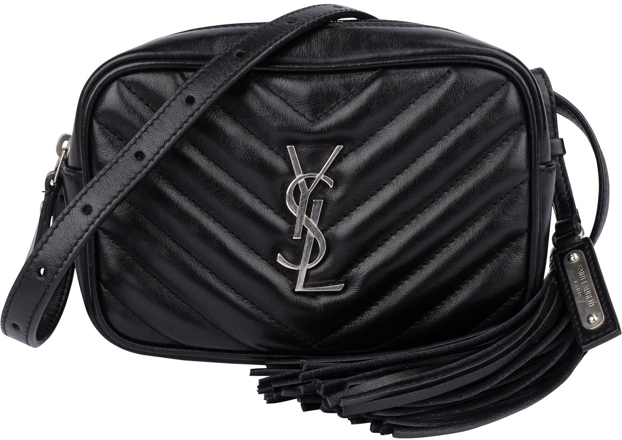 Saint Laurent Saint Laurent Black Chevron Leather Lou Crossbody Bum Bag Zwart