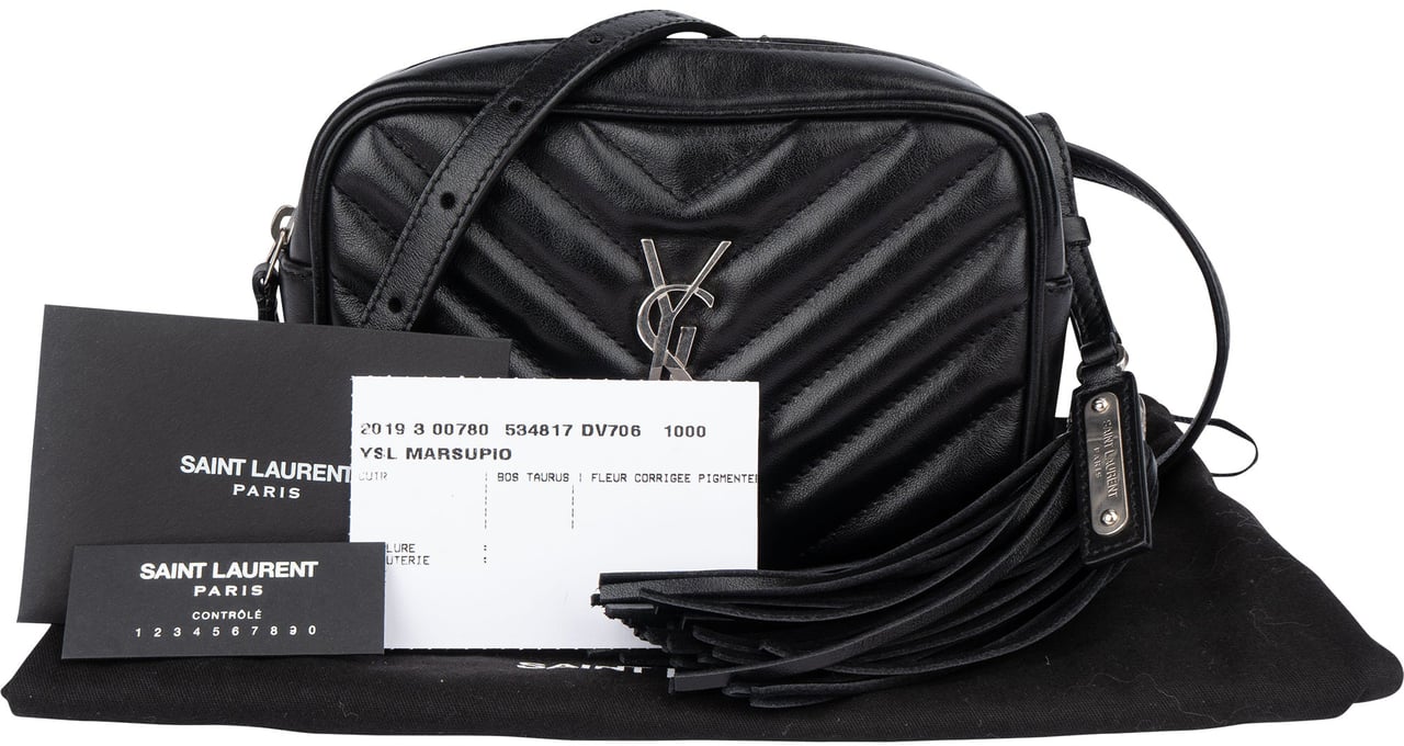 Saint Laurent Saint Laurent Black Chevron Leather Lou Crossbody Bum Bag Zwart
