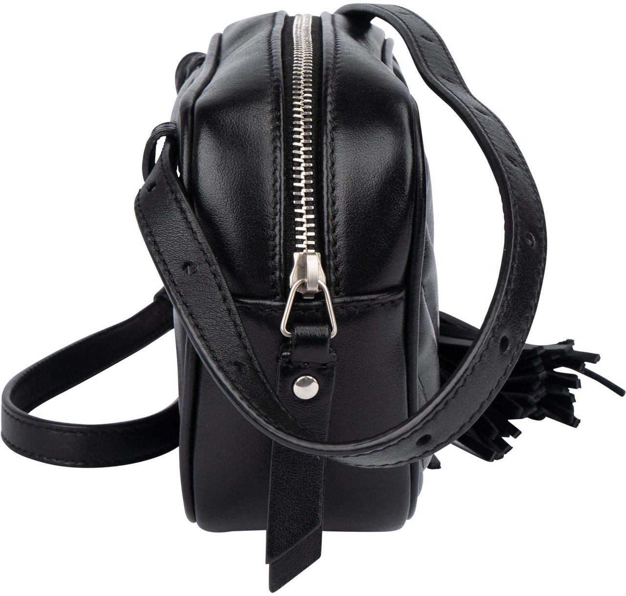 Saint Laurent Black Chevron Leather Lou Crossbody Bum Bag Zwart