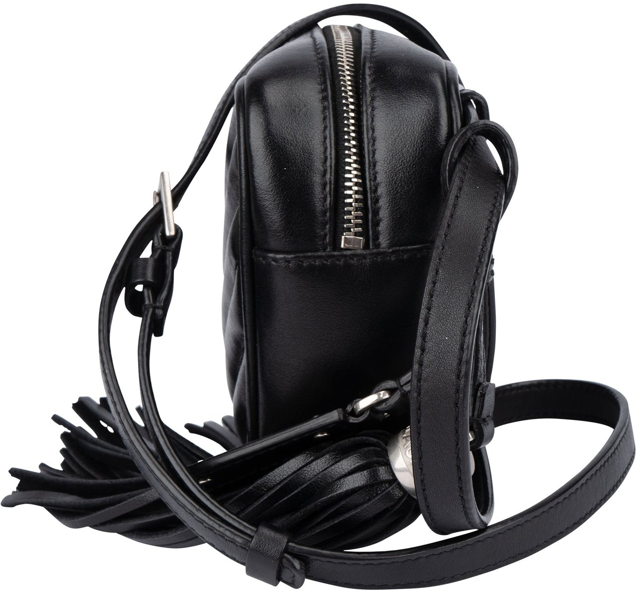 Saint Laurent Saint Laurent Black Chevron Leather Lou Crossbody Bum Bag Zwart