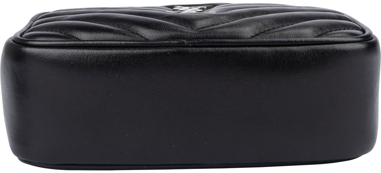 Saint Laurent Saint Laurent Black Chevron Leather Lou Crossbody Bum Bag Zwart