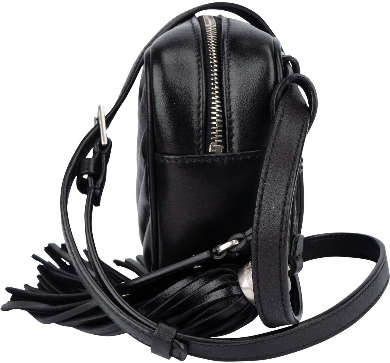 Saint Laurent Black Chevron Leather Lou Crossbody Bum Bag Zwart