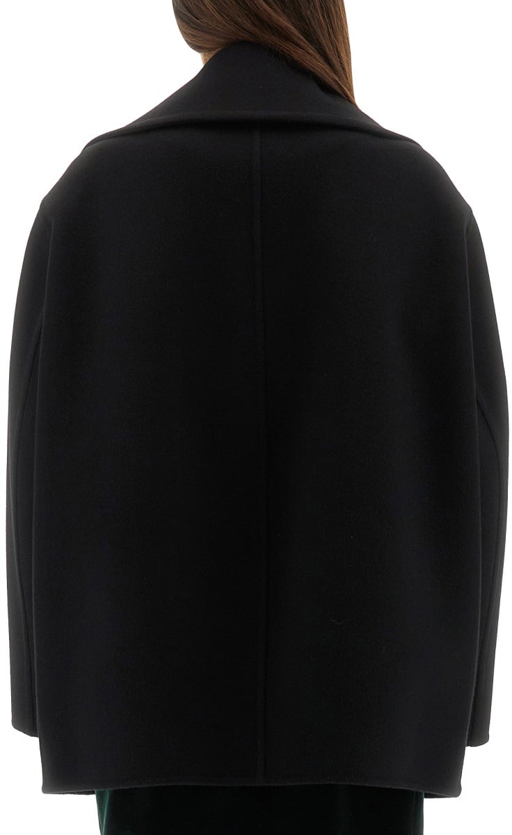 Saint Laurent DOUBLE-BREASTED WOOL CABAN Zwart