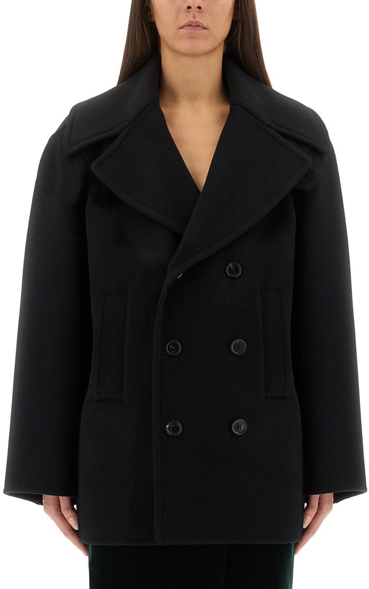 Saint Laurent DOUBLE-BREASTED WOOL CABAN Zwart