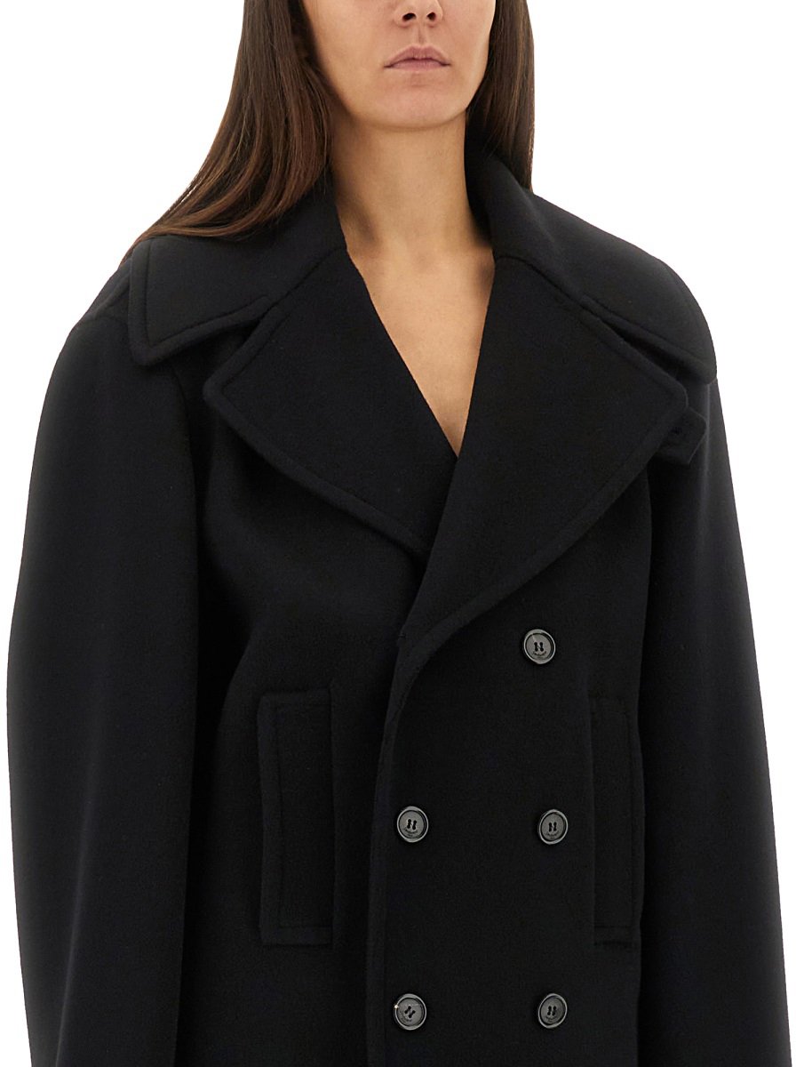 Saint Laurent DOUBLE-BREASTED WOOL CABAN Zwart