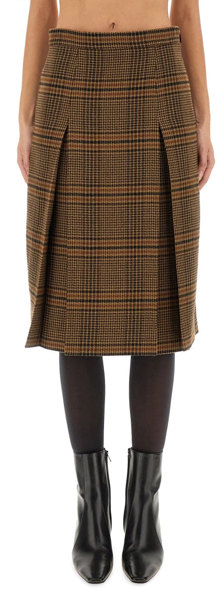 Saint Laurent WOOL AND CASHMERE MIDI SKIRT Beige