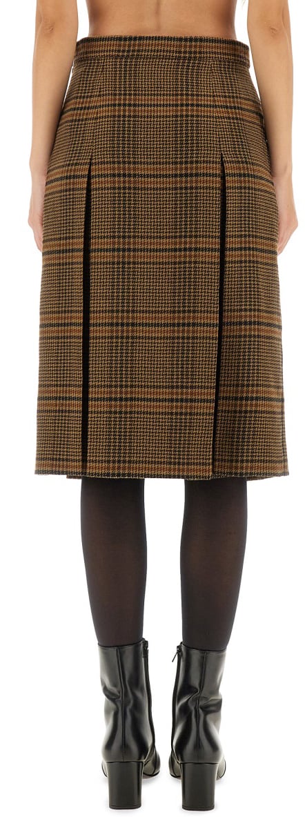 Saint Laurent WOOL AND CASHMERE MIDI SKIRT Beige