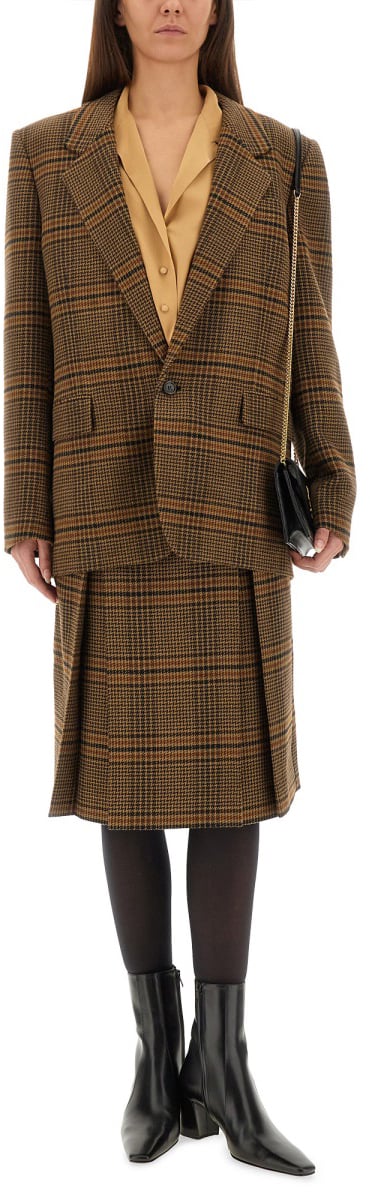 Saint Laurent WOOL AND CASHMERE MIDI SKIRT Beige