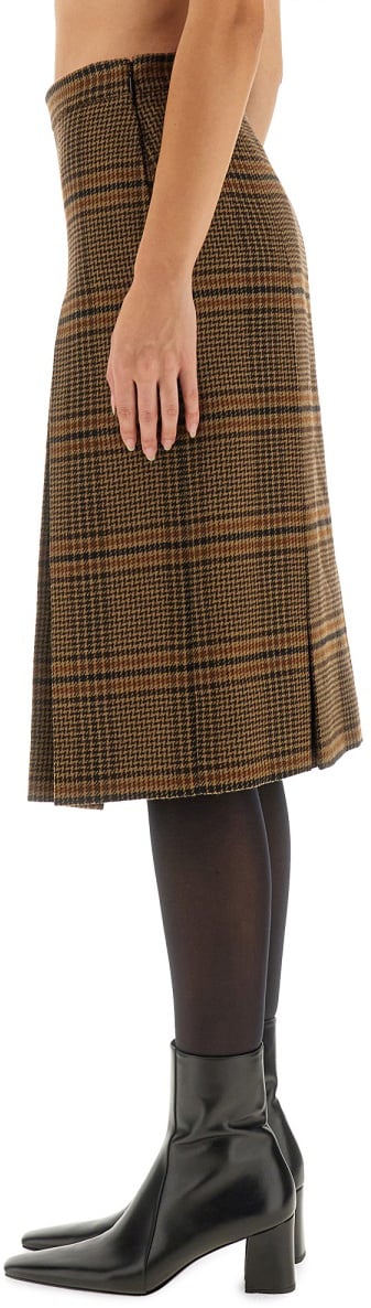 Saint Laurent WOOL AND CASHMERE MIDI SKIRT Beige