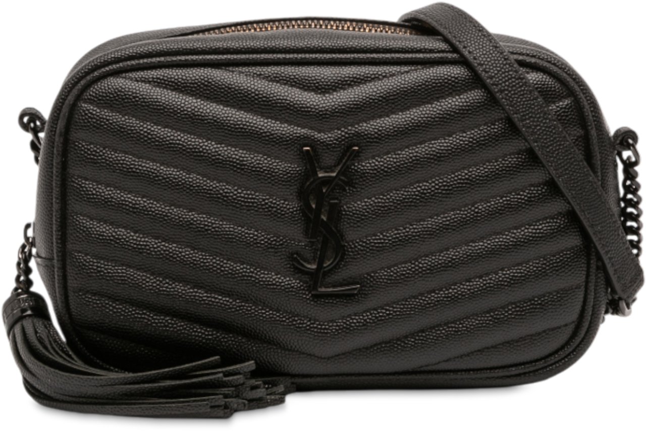Saint Laurent Mini Grain de Poudre Monogram Monochrome Lou Camera Bag Zwart