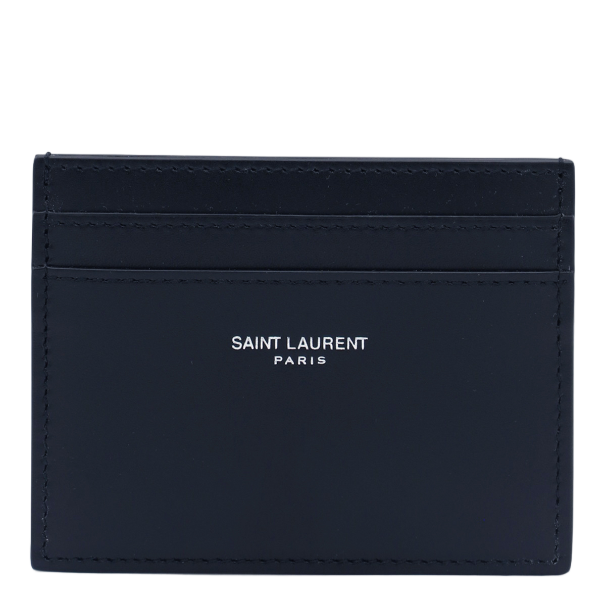Saint Laurent Matte Black Minimalist Cardholder Wallet With Embossed Logo Zwart