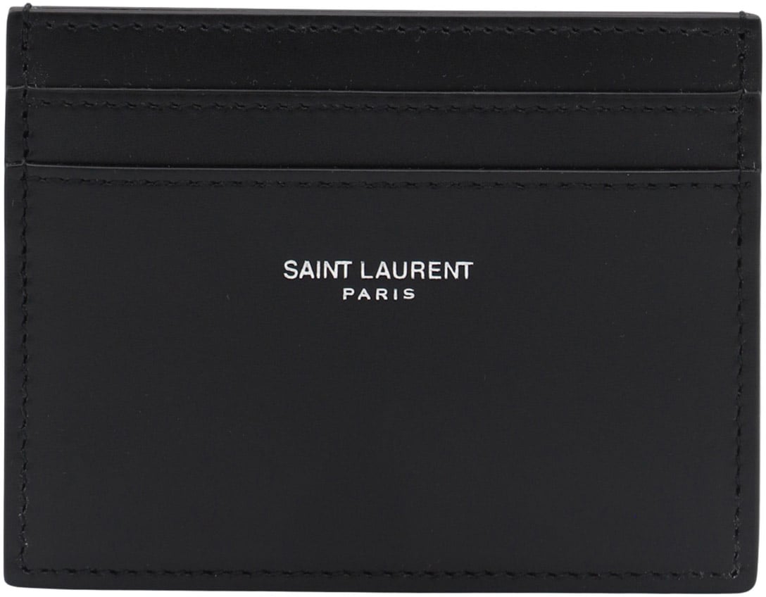 Saint Laurent Black Cardholder Wallet With Subtle Logo Zwart