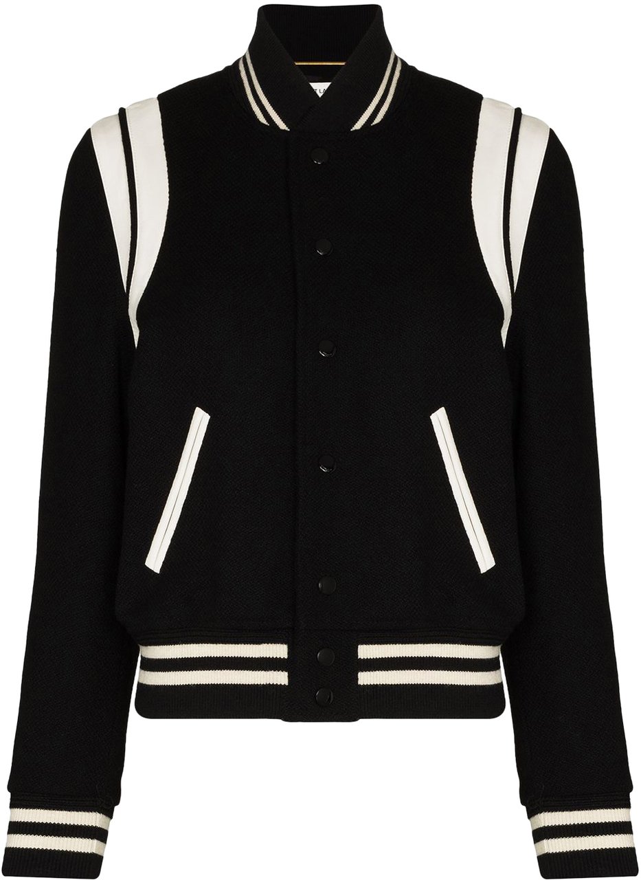 Saint Laurent Saint Laurent Black wool blend Teddy bomber jacket Zwart