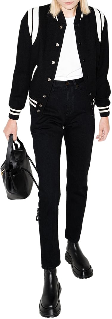 Saint Laurent Saint Laurent Black wool blend Teddy bomber jacket Zwart