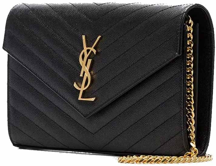 Saint Laurent Saint Laurent Monogram Grain De Poudre Bag Zwart