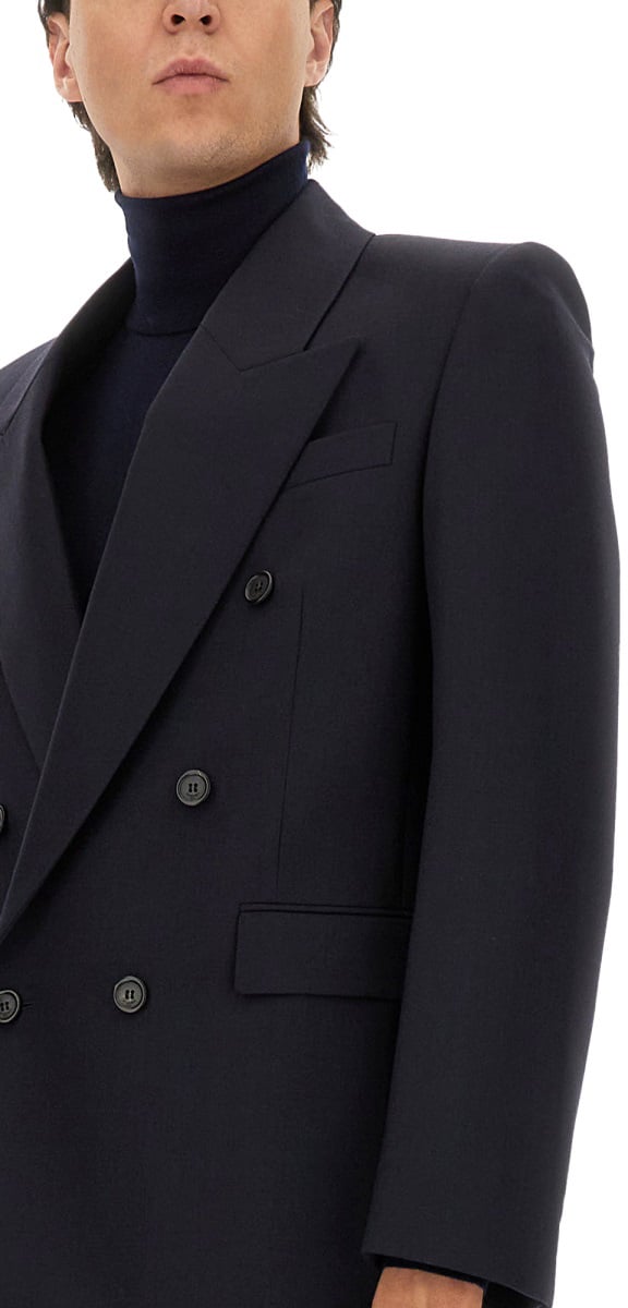 Saint Laurent DOUBLE-BREASTED WOOL JACKET Blauw