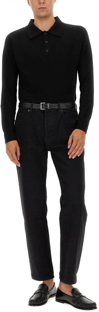 Saint Laurent WOOL POLO. Zwart