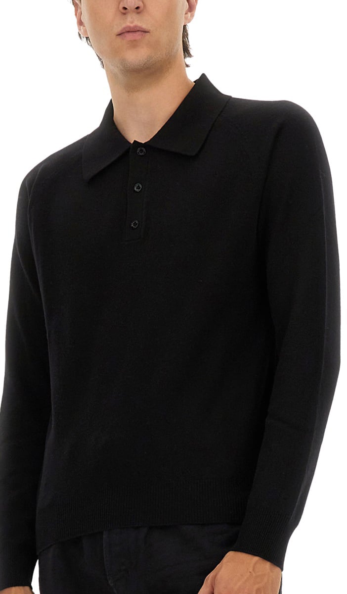Saint Laurent WOOL POLO. Zwart