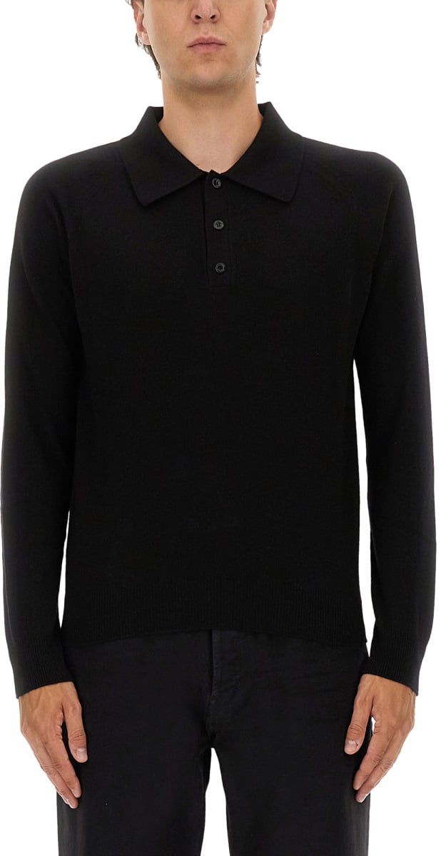 Saint Laurent WOOL POLO. Zwart