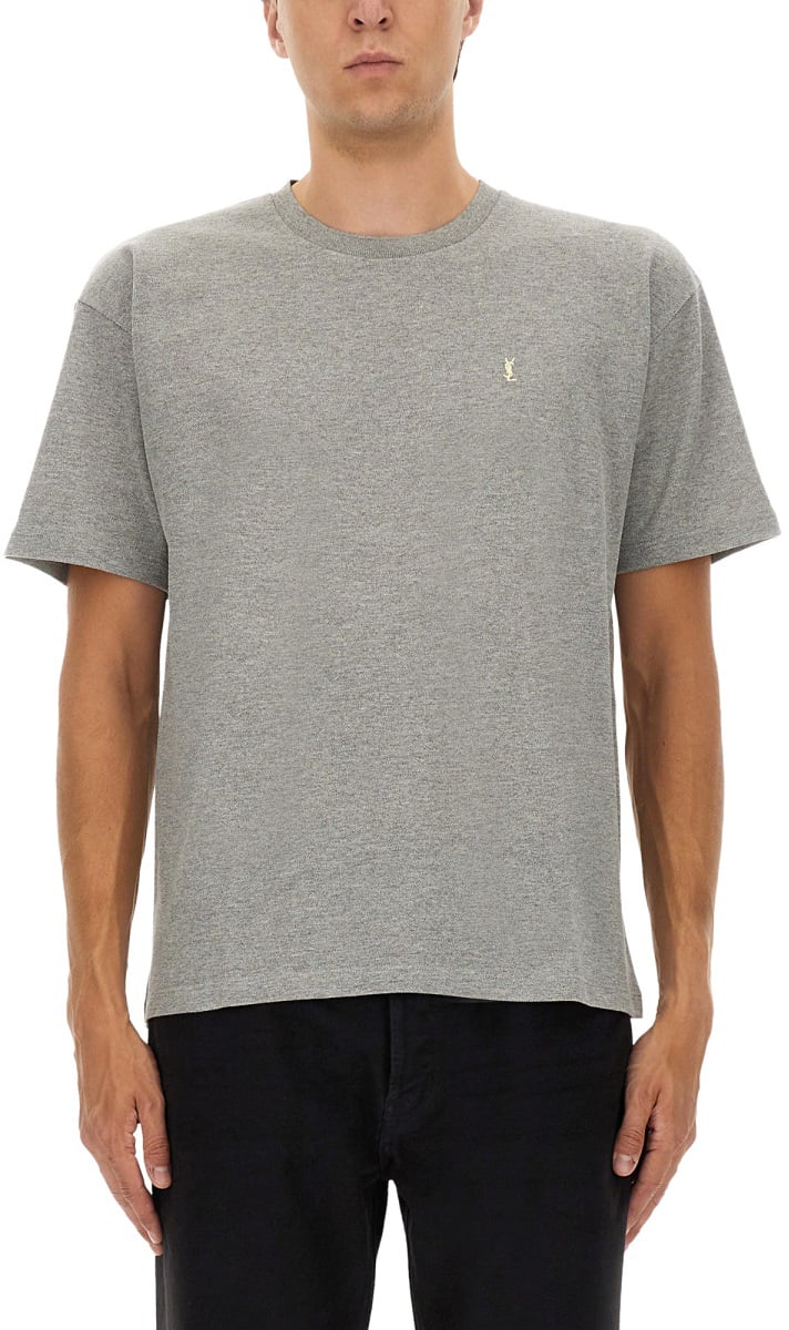 Saint Laurent "CASSANDRAS" TSHIRT WITH LOGO Grijs