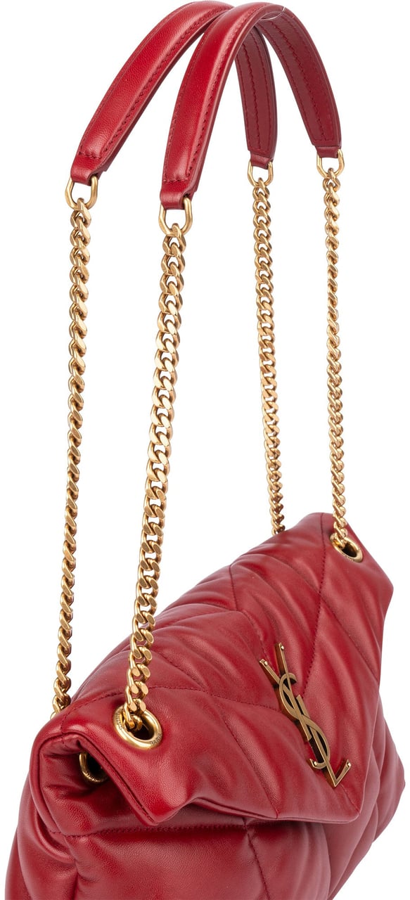 Saint Laurent Saint Laurent Quilted Leather LouLou Puffer Crossbody Bag Rood