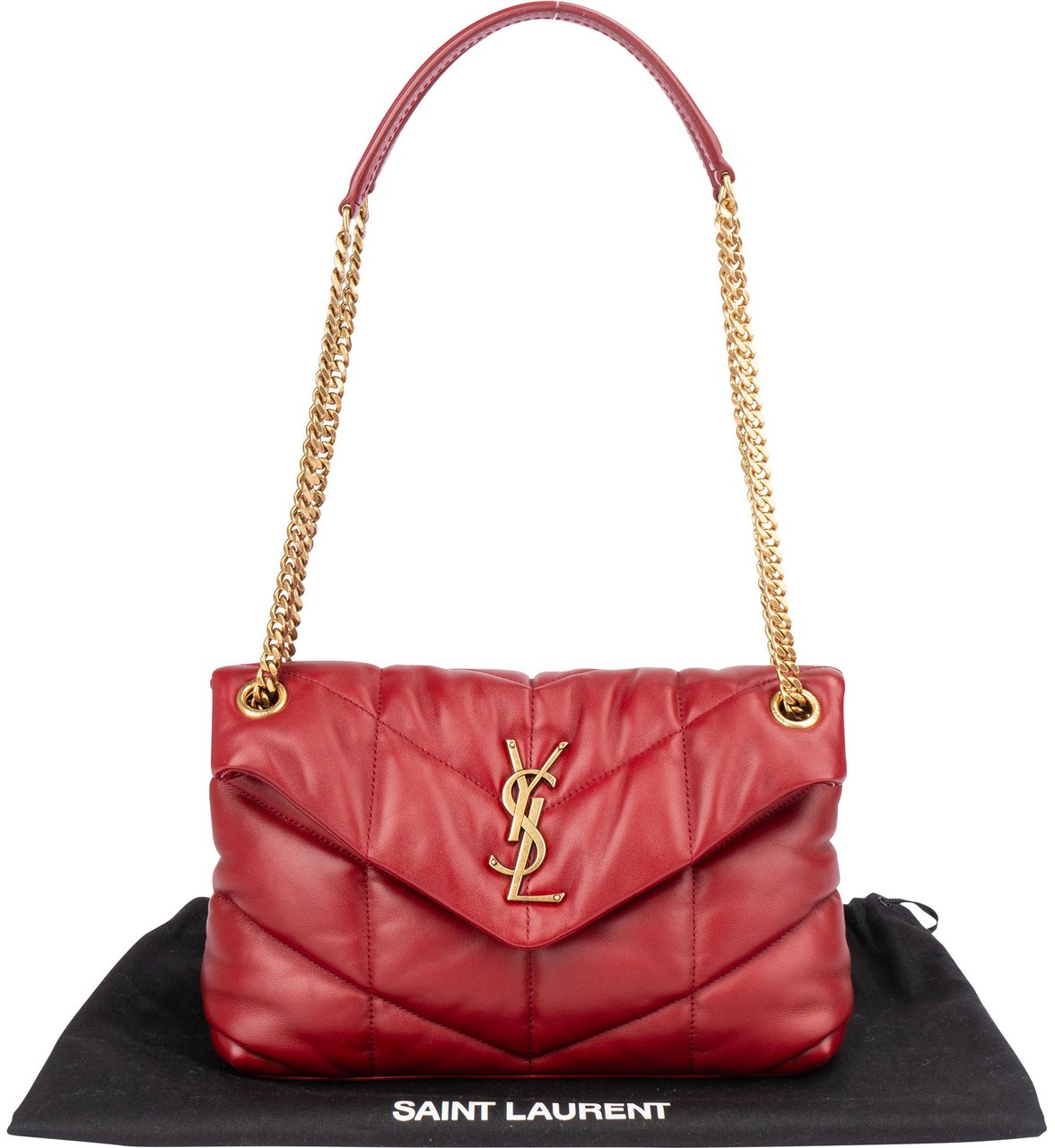 Saint Laurent Saint Laurent Quilted Leather LouLou Puffer Crossbody Bag Rood