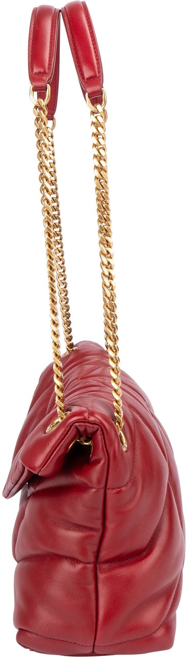 Saint Laurent Saint Laurent Quilted Leather LouLou Puffer Crossbody Bag Rood