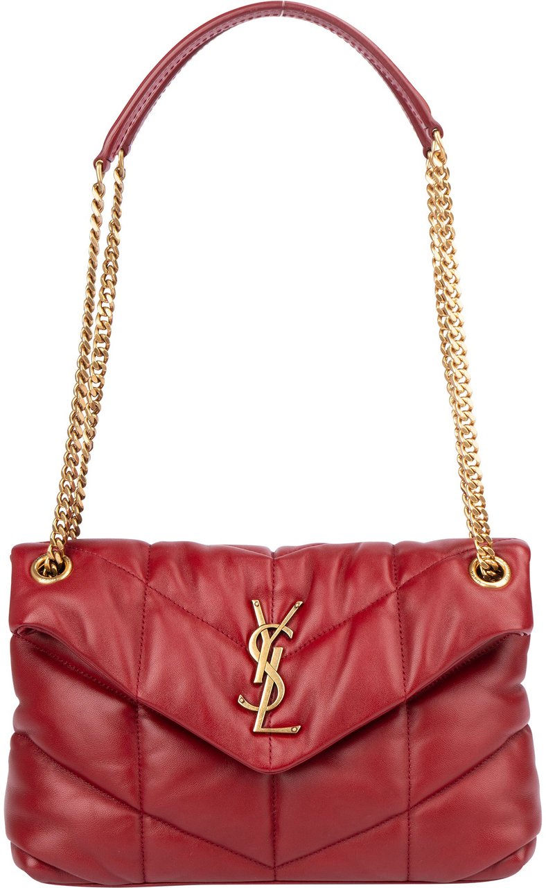 Saint Laurent Saint Laurent Quilted Leather LouLou Puffer Crossbody Bag Rood