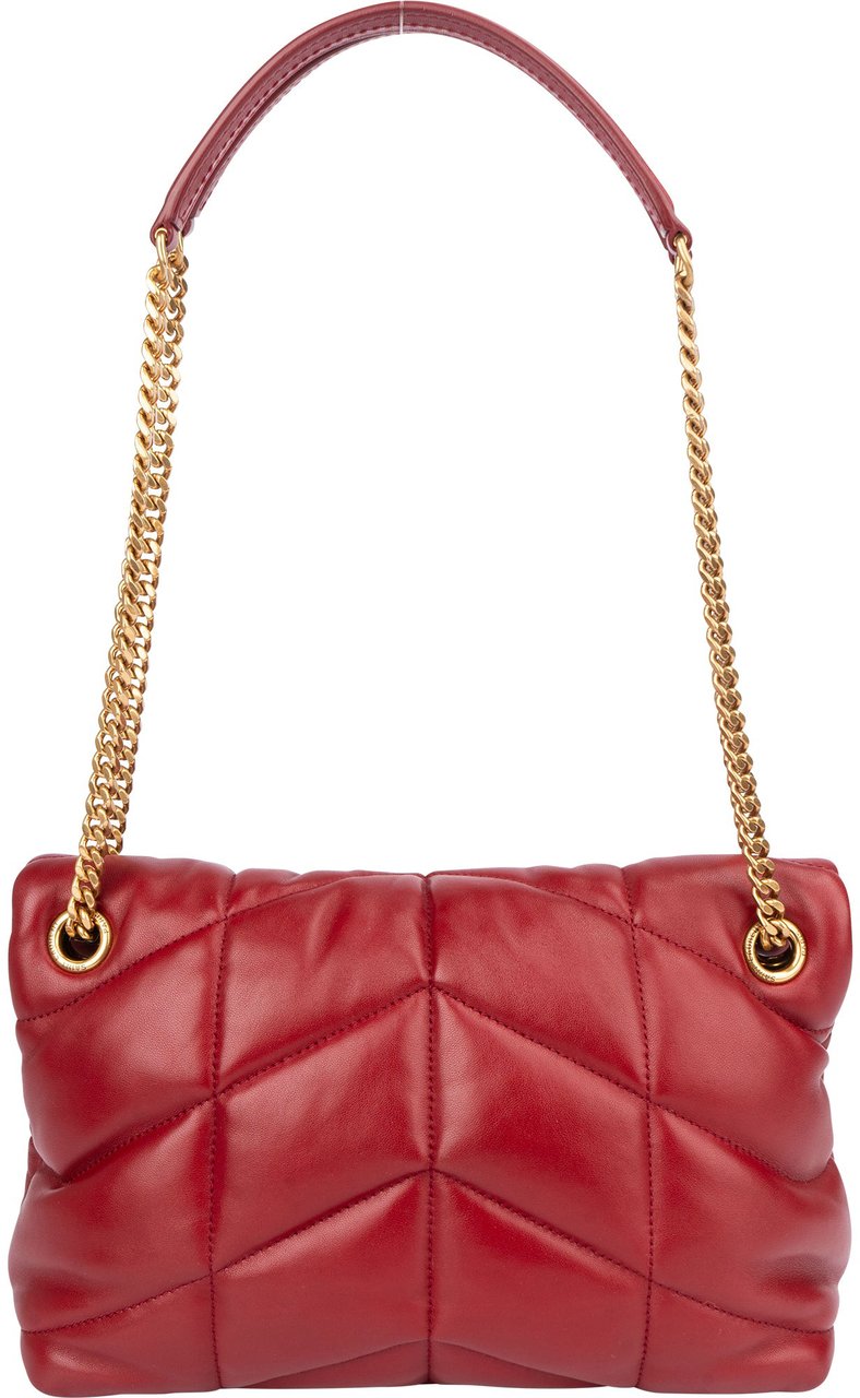 Saint Laurent Saint Laurent Quilted Leather LouLou Puffer Crossbody Bag Rood