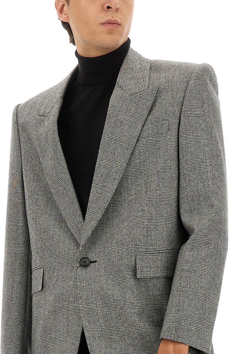 Saint Laurent SINGLE-BREASTED WOOL FLANNEL JACKET Grijs