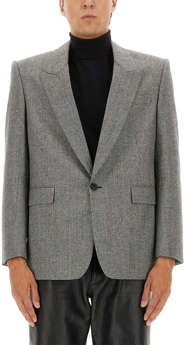 Saint Laurent SINGLE-BREASTED WOOL FLANNEL JACKET Grijs
