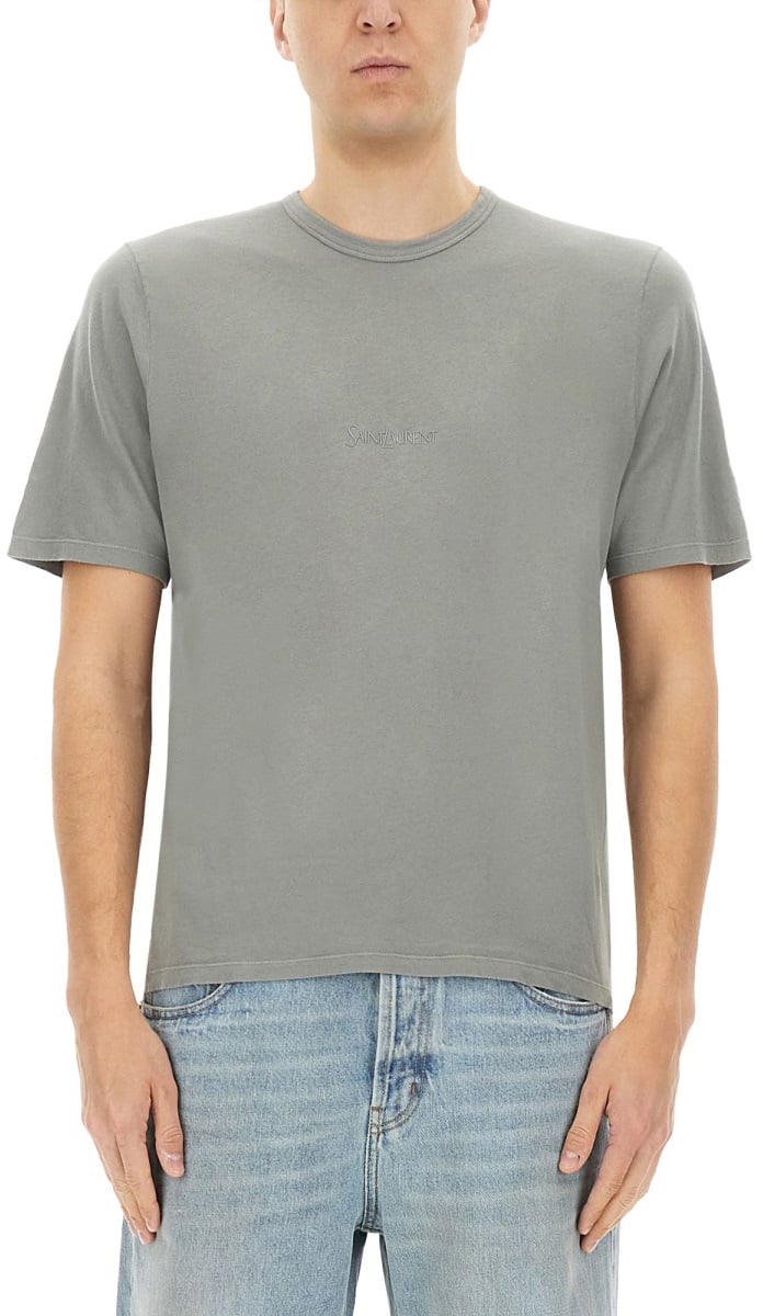 Saint Laurent T-SHIRT CON LOGO Grijs