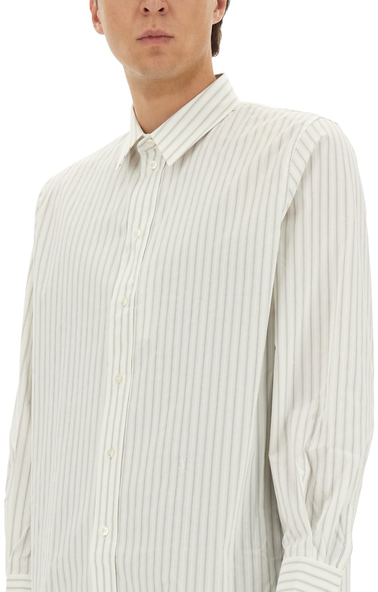 Saint Laurent CASSANDRE STRIPED SHIRT Wit