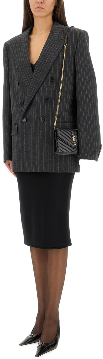 Saint Laurent CASSANDRE DOUBLE-BREASTED JACKET Grijs