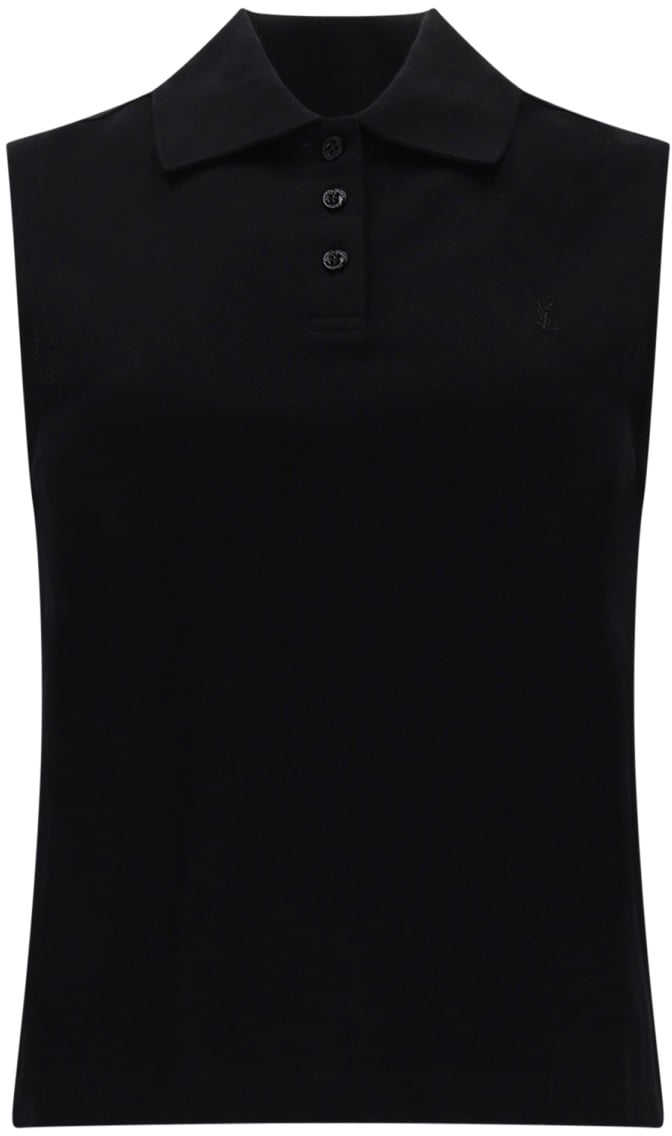 Saint Laurent TOP POLO SMANICATO Zwart