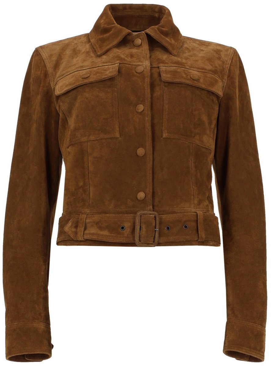 Saint Laurent GIACCA SARTORIALE IN SUEDE VINTAGE Bruin