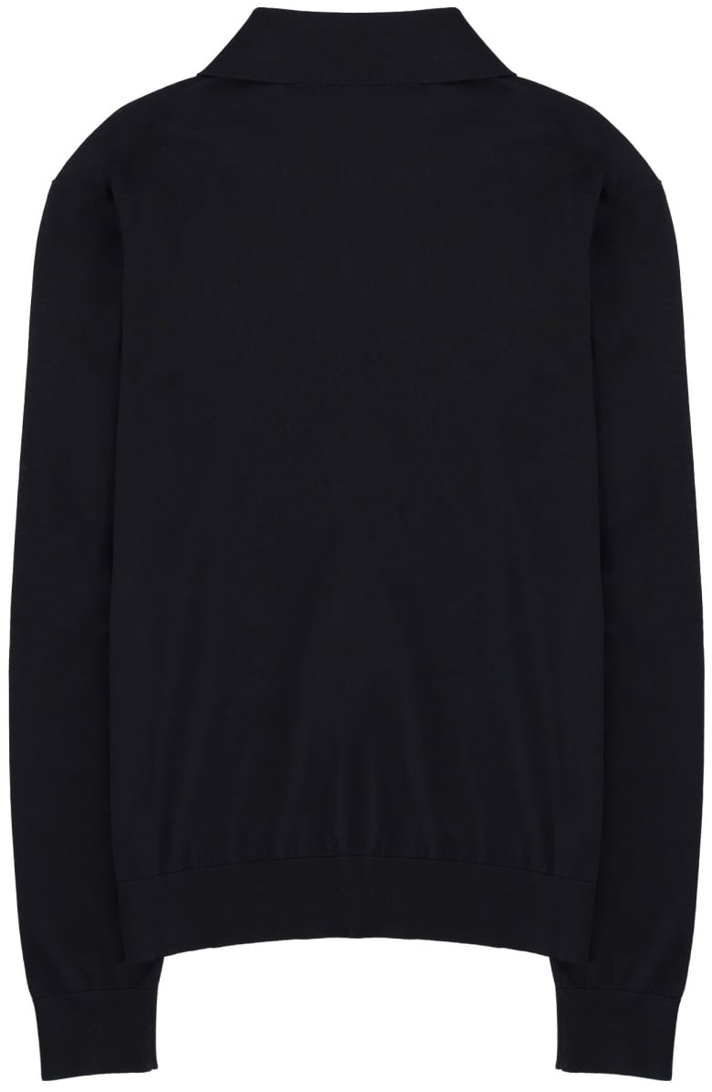 Saint Laurent POLO IN MAGLIA DI COTONE E SETA Blauw