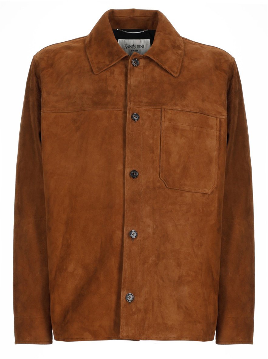 Saint Laurent OVERSHIRT IN SUEDE Bruin