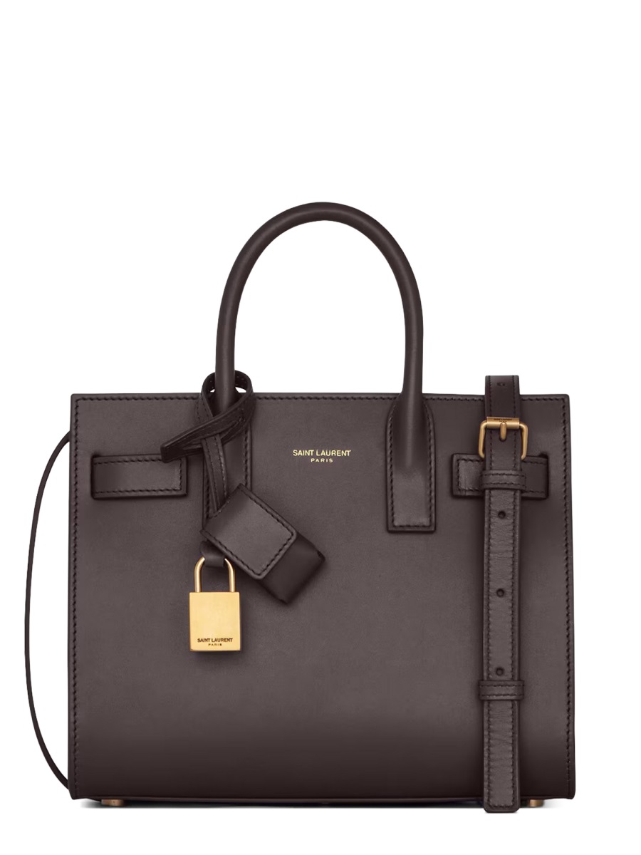 Saint Laurent Brown Lamb Leather Shoulder Bag Bruin