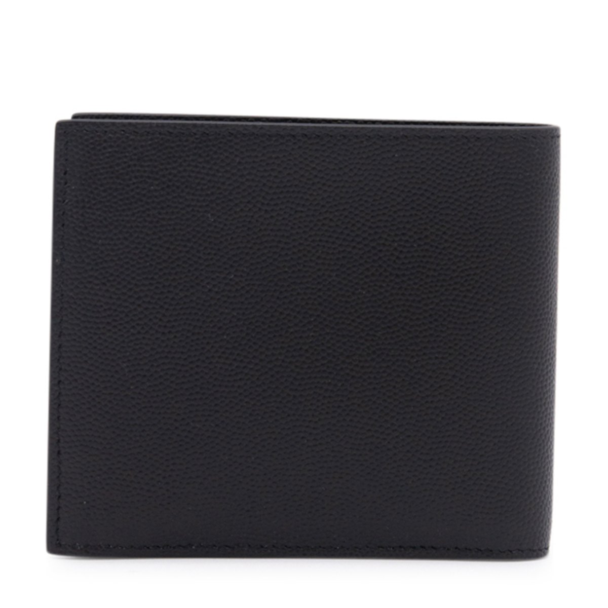 Saint Laurent Textured Bi-Fold Wallet with Embossed Logo Zwart