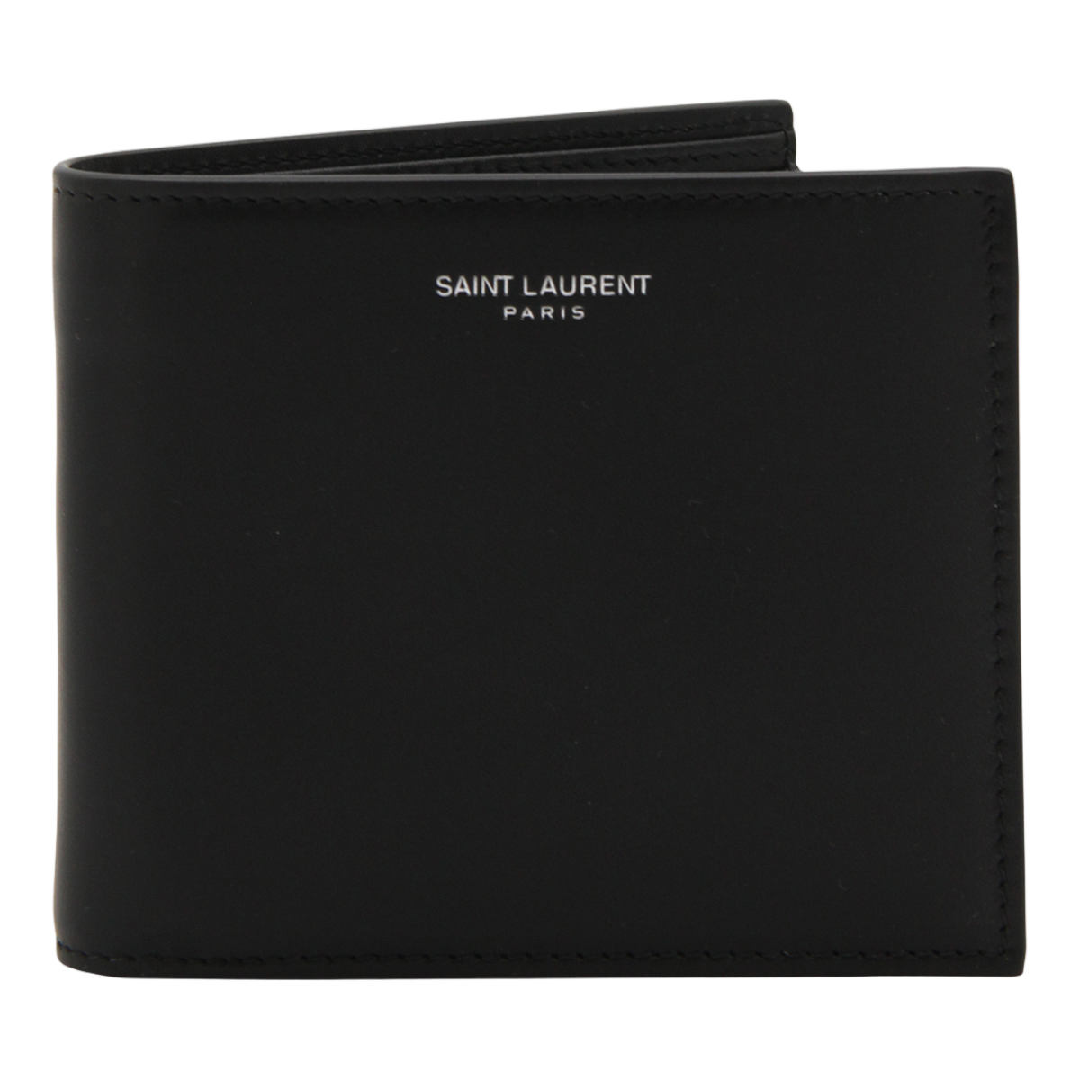 Saint Laurent Minimalist Bifold Wallet With Subtle Logo Zwart