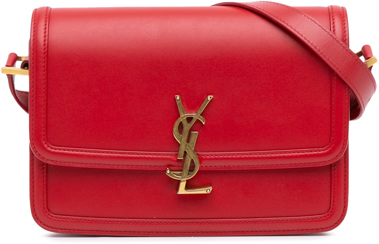 Saint Laurent Medium Calfskin Solferino Satchel In Box Rood
